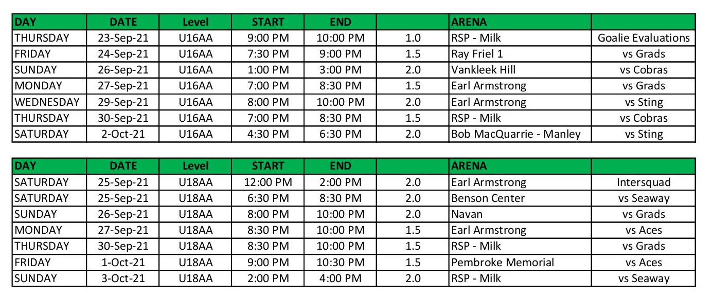 U16_U18_Tryout_schedule_September 17 U16_U18_Tryout_schedule_September 17